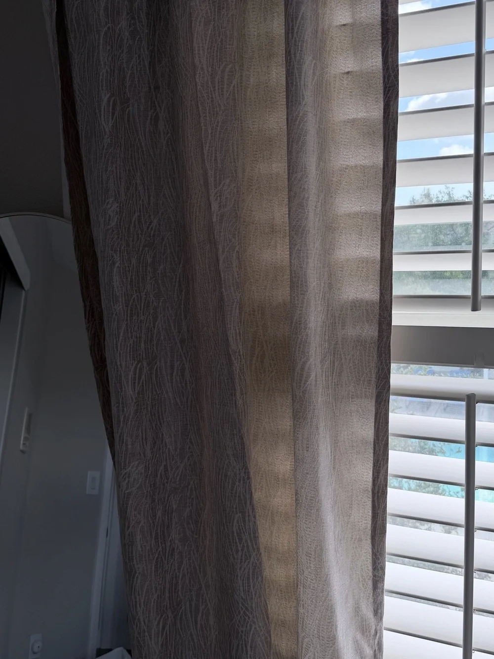 West Elm Sheer Textured Curtain Panel in Taupe and Cream